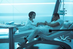 DF-05144 – Callum Lynch (Michael Fassbender) reacts to a revolutionary technology, administered by the mysterious Sofia (Marion Cotillard). Photo Credit: Kerry Brown.