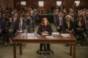 M168 (Front row left to right.) Grace Lynn Jung, Noah Robbins (Center at desk.) star, Jessica Chastain (Second row left to right.) Ennis Esmer, Douglas Smith, (Second row fourth to right.) Raoul Bhaneja and (Second row far right.) Sam Waterston star in EuropaCorp's "Miss Sloane". Photo Credit: Kerry Hayes © 2016 EuropaCorp Ð France 2 Cinema