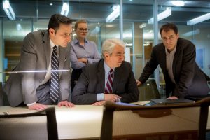 M11 (Left to right.), Raoul Bhaneja, Allison Pill, Sam Waterston, and Michael Stuhlbarg star in EuropaCorp's "Miss Sloane". Photo Credit: Kerry Hayes © 2016 EuropaCorp Ð France 2 Cinema